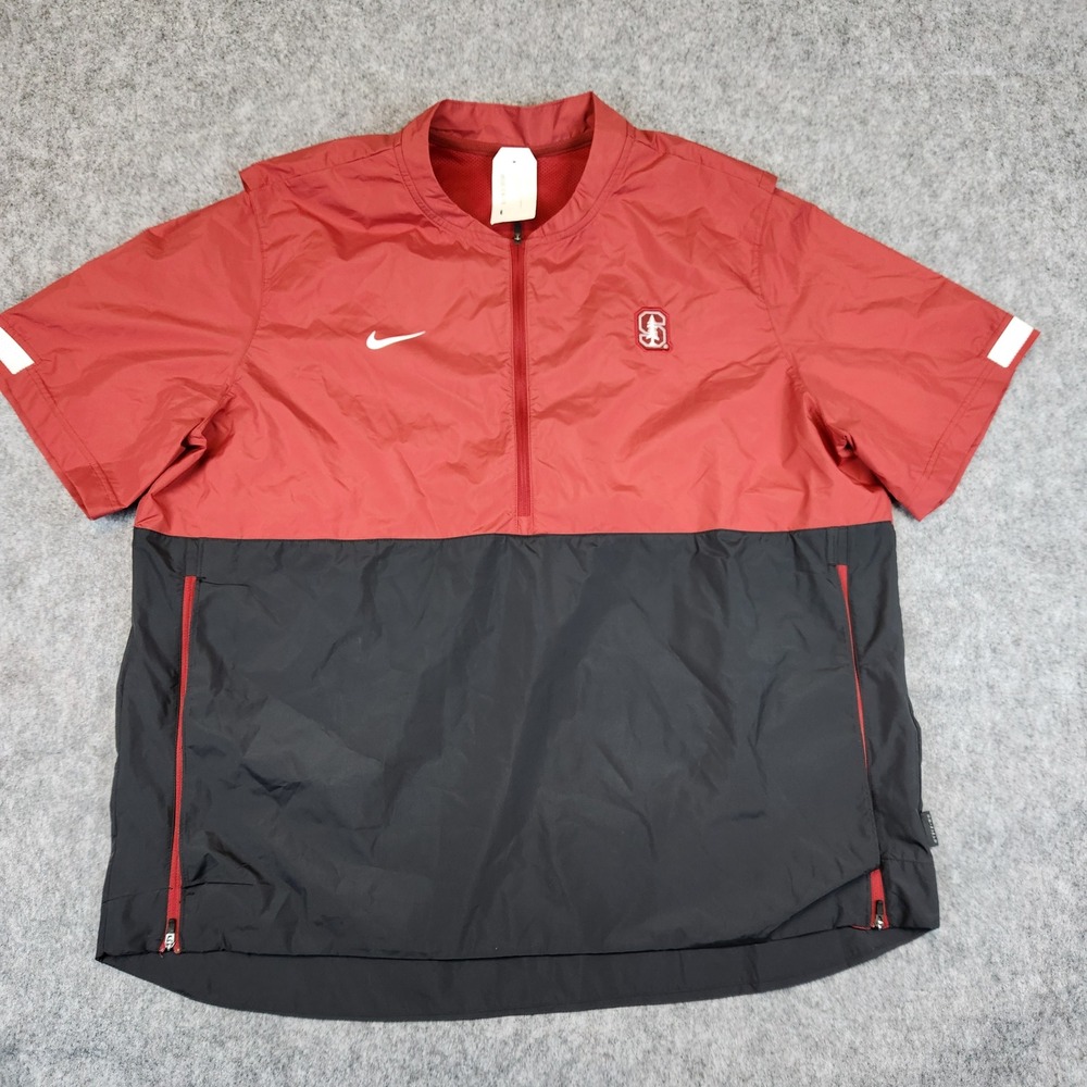 Nike Stanford Cardinal Windbreaker Men XXL‎ Red Membrane College Vented Half Zip